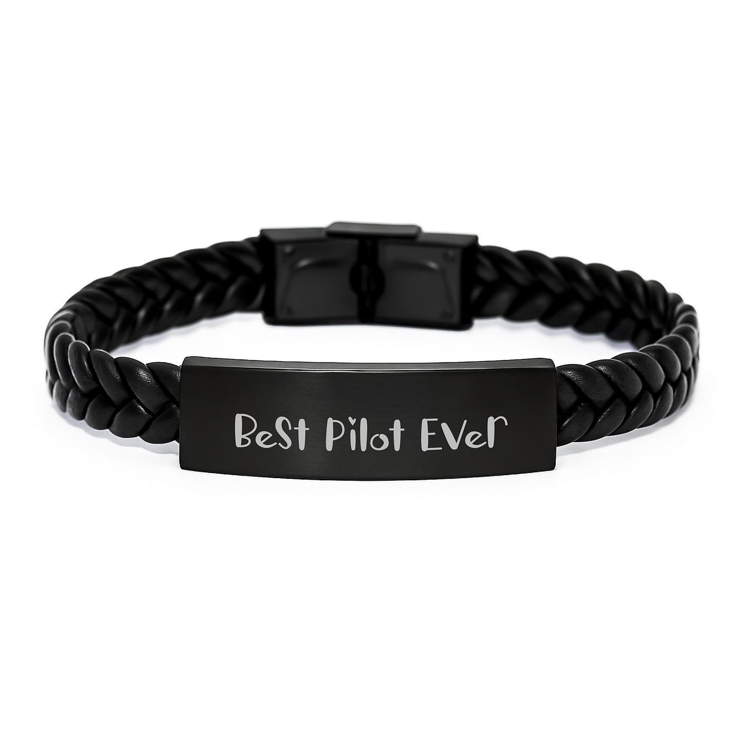 Pilot Keepsake Leather Bracelet for Him Birthday Gift 'Best Pilot Ever' - Image 1