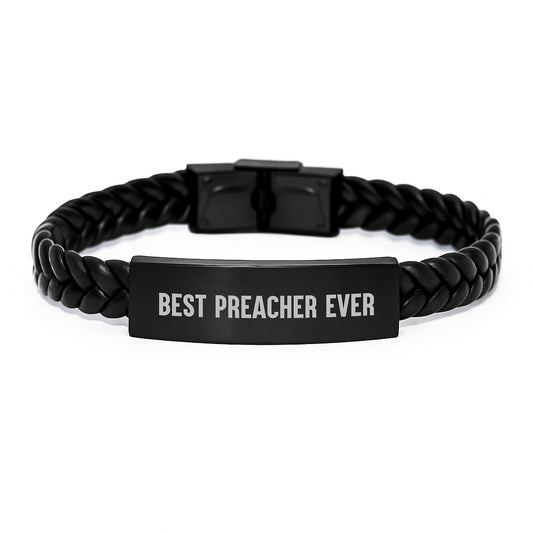 Birthday Gift Interlaced Leather Bracelet for Her – Best Preacher Ever - Image 1