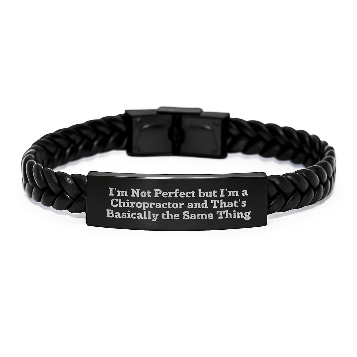 Chiropractor Gift for Him - Interlaced Leather Bracelet Keepsake A - Image 1