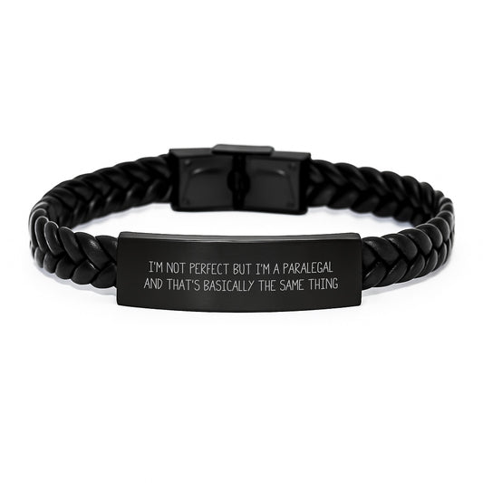 Paralegal Keepsake Interlaced Leather Bracelet for Him Birthday Gift - Image 1