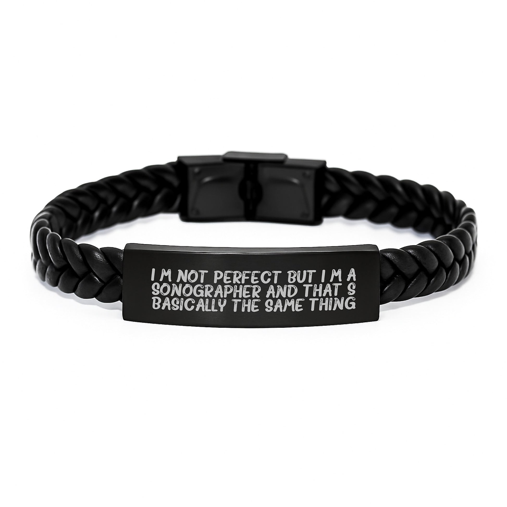 Sonographer Keepsake Interlaced Leather Bracelet for Him Birthday Gift - Image 1