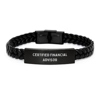Load image into Gallery viewer, Certified Financial Advisor Quote Interlaced Leather Bracelet Gifts for Men Graduation Unique Presents from Family - Image 1
