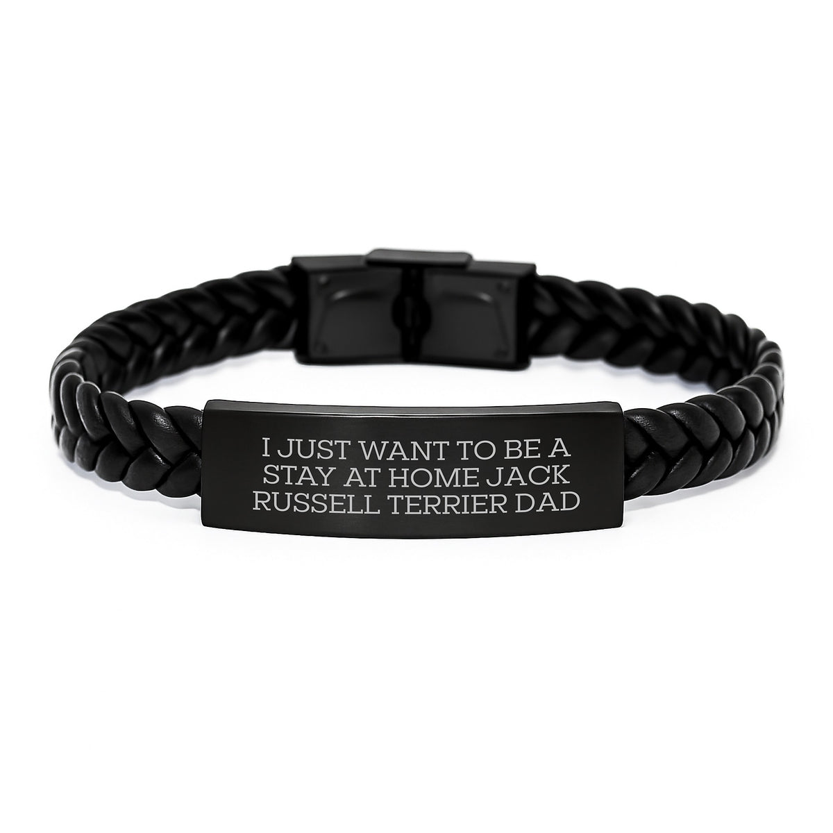 Funny Jack Russell Terrier Dad Gifts, Valentine's Unique Interlaced Leather Bracelet, Handmade Stainless Steel Engraved Dog Lover's Accessory - Image 1