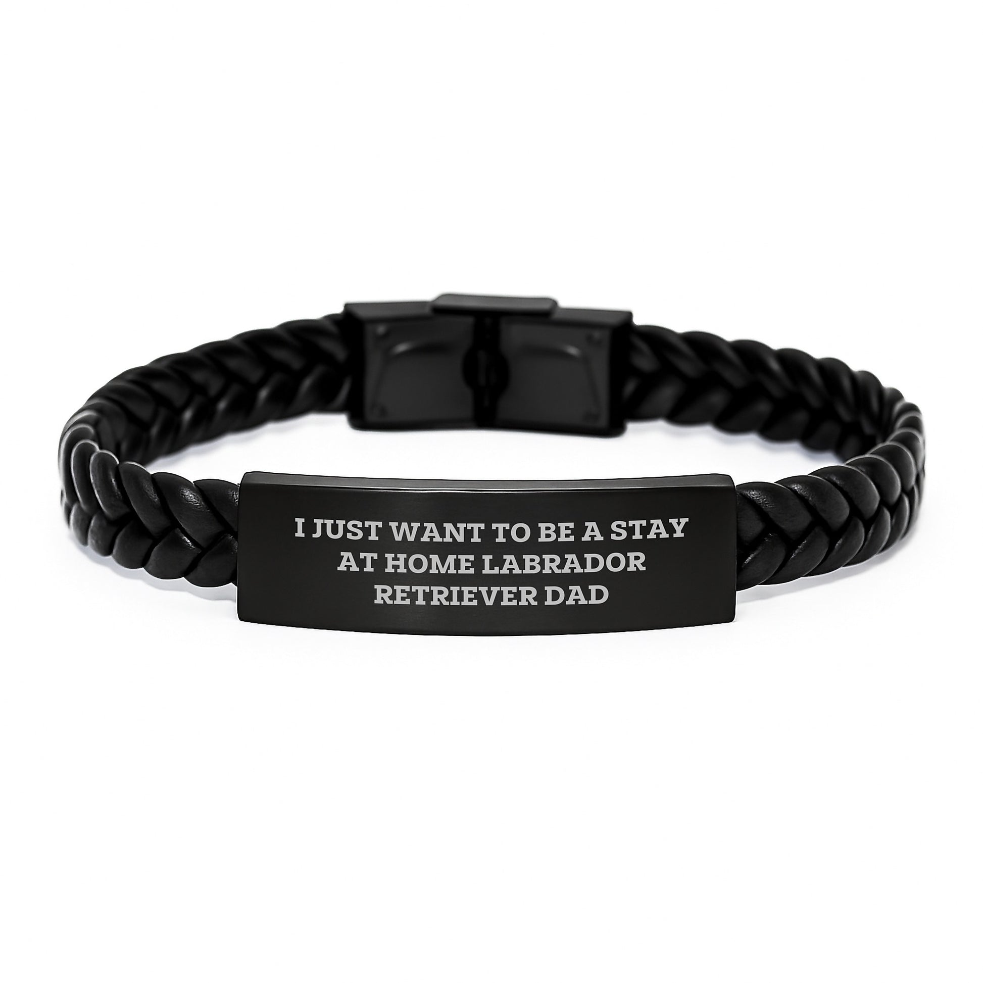 Funny Labrador Retriever Dog Gifts for Men, Birthday Unique Gifts from Dad, Interlaced Leather Bracelet with Stainless Steel Engraved - Image 1