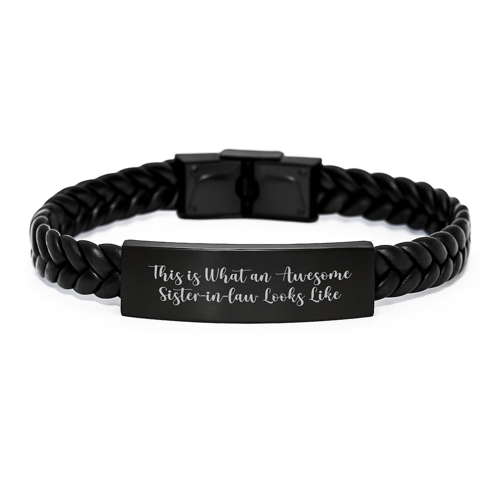 Funny Sister-in-law Gifts, This Is What An Awesome Sister-in-law Looks Like, Interlaced Leather Bracelet for Sister-in-law, Gifts from Men to Sister-in-law, Unique Graduation Gifts - Image 1