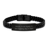 Load image into Gallery viewer, Funny Director Gifts, Interlaced Leather Bracelet for Men, Gifts from Friends, Inspirational Quote 'I'm Not Arguing...' for Graduation Unique Gifts - Image 1
