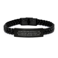 Load image into Gallery viewer, Welder Gifts - Inspirational Interlaced Leather Bracelet, Gifts from Family to Men, Unique Christmas Unique Gifts, Never Forget the Reason You Became a Welder, Custom Gifts for Welder - Image 1
