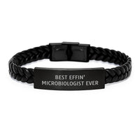 Load image into Gallery viewer, Funny Microbiologist Gifts from Friends, Interlaced Leather Bracelet for Men, Christmas Unique Presents for Best Effin' Microbiologist Ever - Image 1
