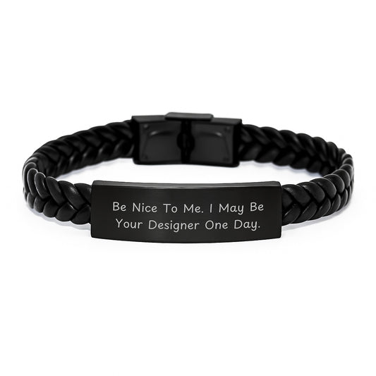 Funny Designers Gifts for Men - Interlaced Leather Bracelet by Gifts from Friends - Father's Day Unique - Image 1