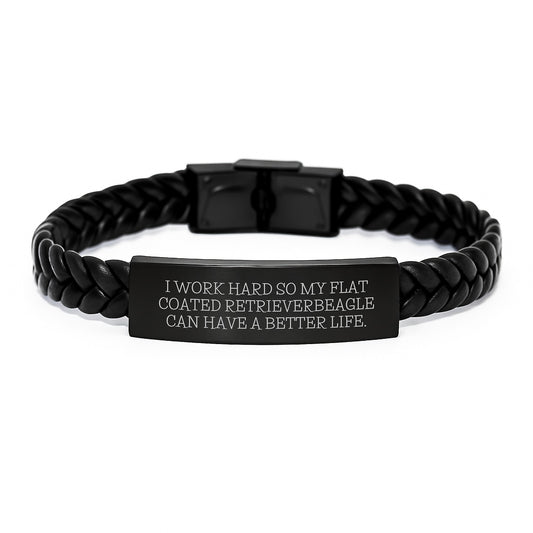 Funny Flat Coated Retriever Dog Gifts, Inspirational Quote Interlaced Leather Bracelet, Gifts from Friends for Flat Coated Retriever Dog Lovers' Birthday Unique Gifts - Image 1