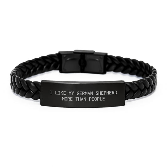 Funny German Shepherd Dog Lover Gifts from Men to Friends Unique Birthday Unique Gifts Interlaced Leather Bracelet for German Shepherd Dog Enthusiasts - Image 1