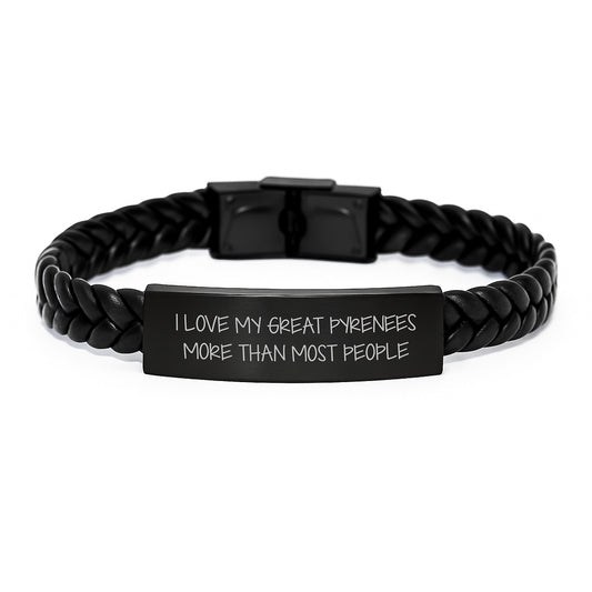 Funny Great Pyrenees Dog Gifts, Interlaced Leather Bracelet for Men, Women, Family, Friends, Great Pyrenees Dog Owners, Birthday Unique Gifts from Loved Ones - Image 1