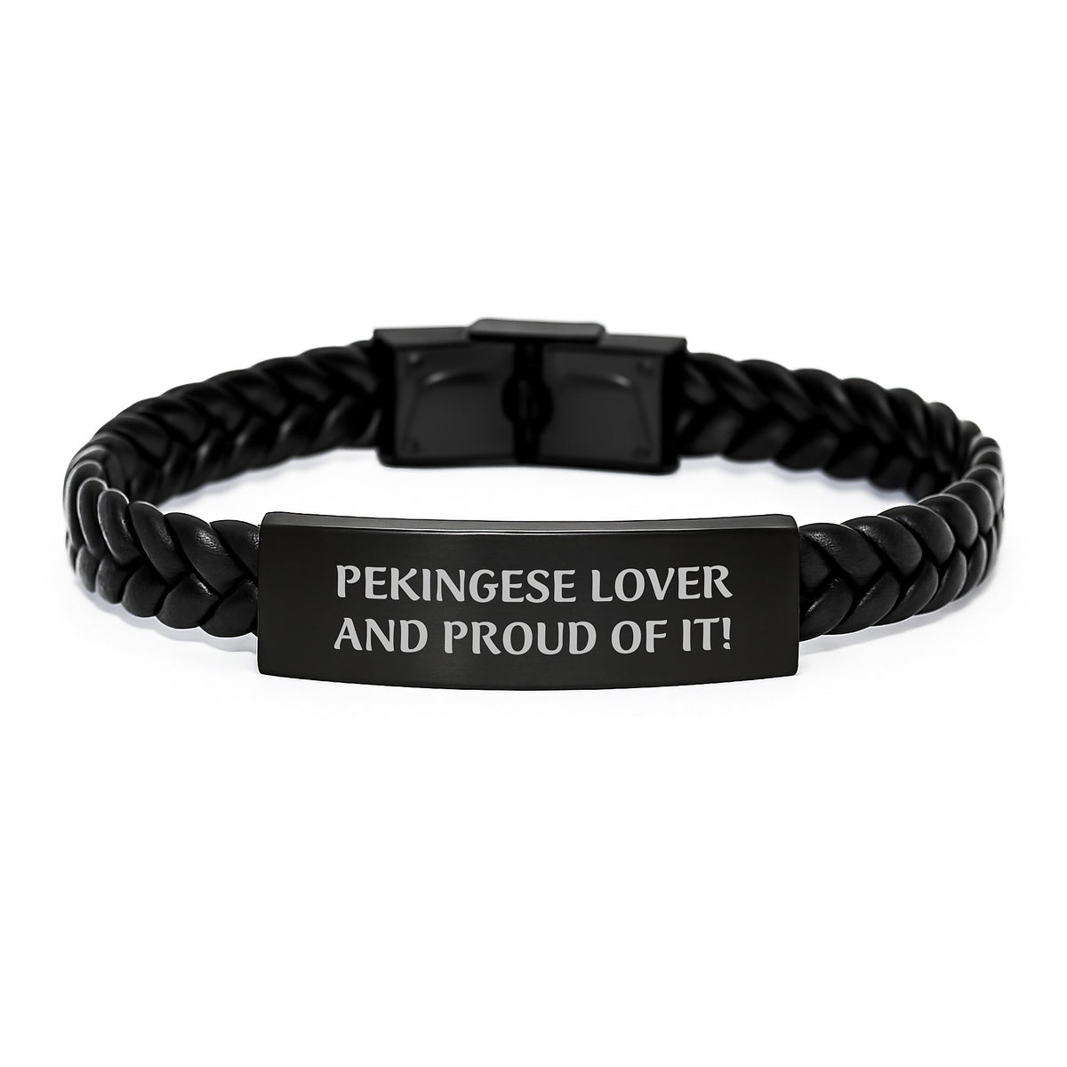 Pekingese Dog Lover Gifts from Friends Interlaced Leather Bracelet, Funny Quote 'Pekingese Lover And Proud Of It!', Birthday Unique Gifts for Pekingese Dog Owners - Image 1