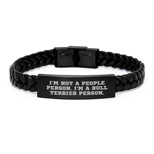 Bull Terrier Dog Inspired Interlaced Leather Bracelet Gifts from Family Friends for Men Women Birthday Unique Wishes - Image 1