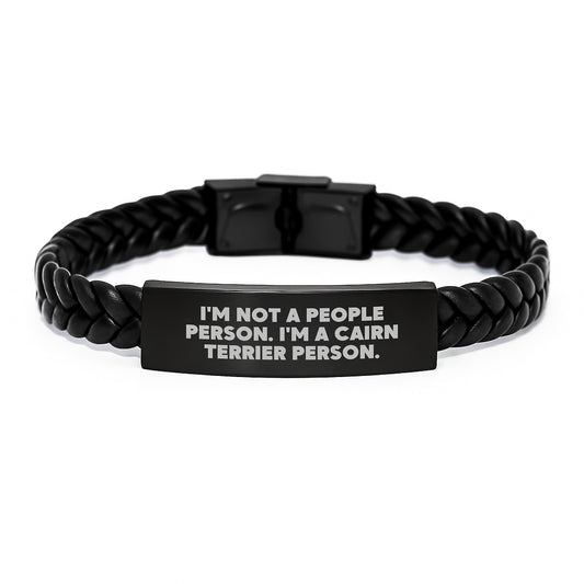 Funny Cairn Terrier Dog Gifts for Men - Unique Interlaced Leather Bracelet from Family for Birthday - Image 1