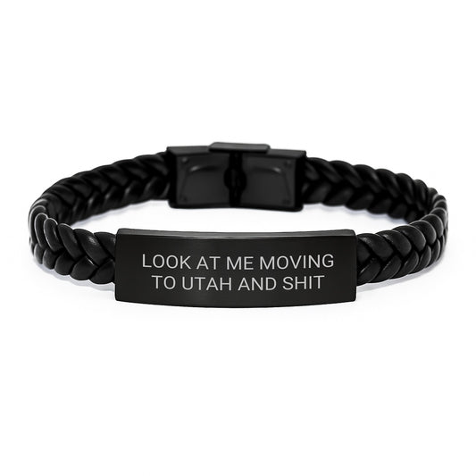 Utah Gifts for Men Funny Interlaced Leather Bracelet from Friends - Birthday Unique Presents - Image 1