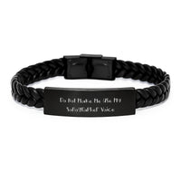 Load image into Gallery viewer, Sonographer Gifts from Friends, Funny &#39;Do Not Make Me Use My Sonographer Voice&#39; Interlaced Leather Bracelet for Graduation, Gifts for Sonographer Men, Unique Graduation Gifts for Friends - Image 1
