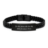Load image into Gallery viewer, Funny Web Developer Gifts for Men, Women, or Friends - Do Not Make Me Use My Web Developer Voice Interlaced Leather Bracelet, Graduation Unique Gifts from Family, Coworkers, or Yourself - Image 1
