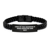 Load image into Gallery viewer, Funny Graduation Gifts for Band Director - Interlaced Leather Bracelet with Quirky Quote - Image 1
