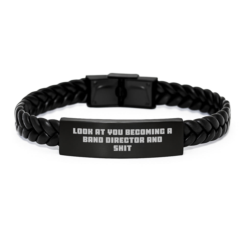 Funny Graduation Gifts for Band Director - Interlaced Leather Bracelet with Quirky Quote - Image 1