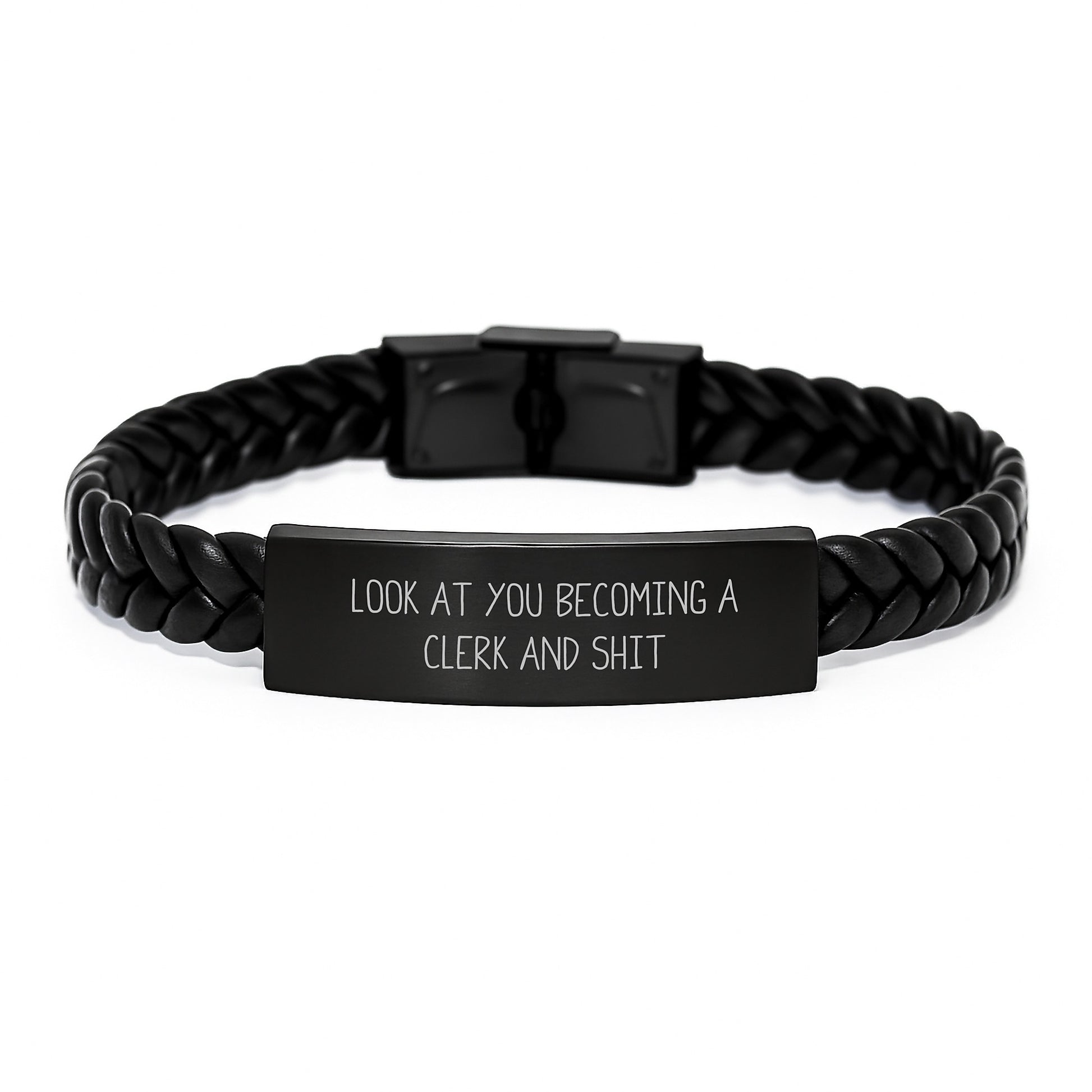 Clerk Gifts Funny Quote Interlaced Leather Bracelet for Men, Women, Friends, Coworkers, Family - Graduation Unique Gifts from Men, Women, Friends, Coworkers, Family - Image 1