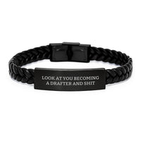 Load image into Gallery viewer, Funny Drafter Gifts, Interlaced Leather Bracelet for Him, Her, Friends, Coworkers, Family from Look At You Becoming A Drafter And Shit, Graduation Unique Gifts for Men, Women, Drafers - Image 1
