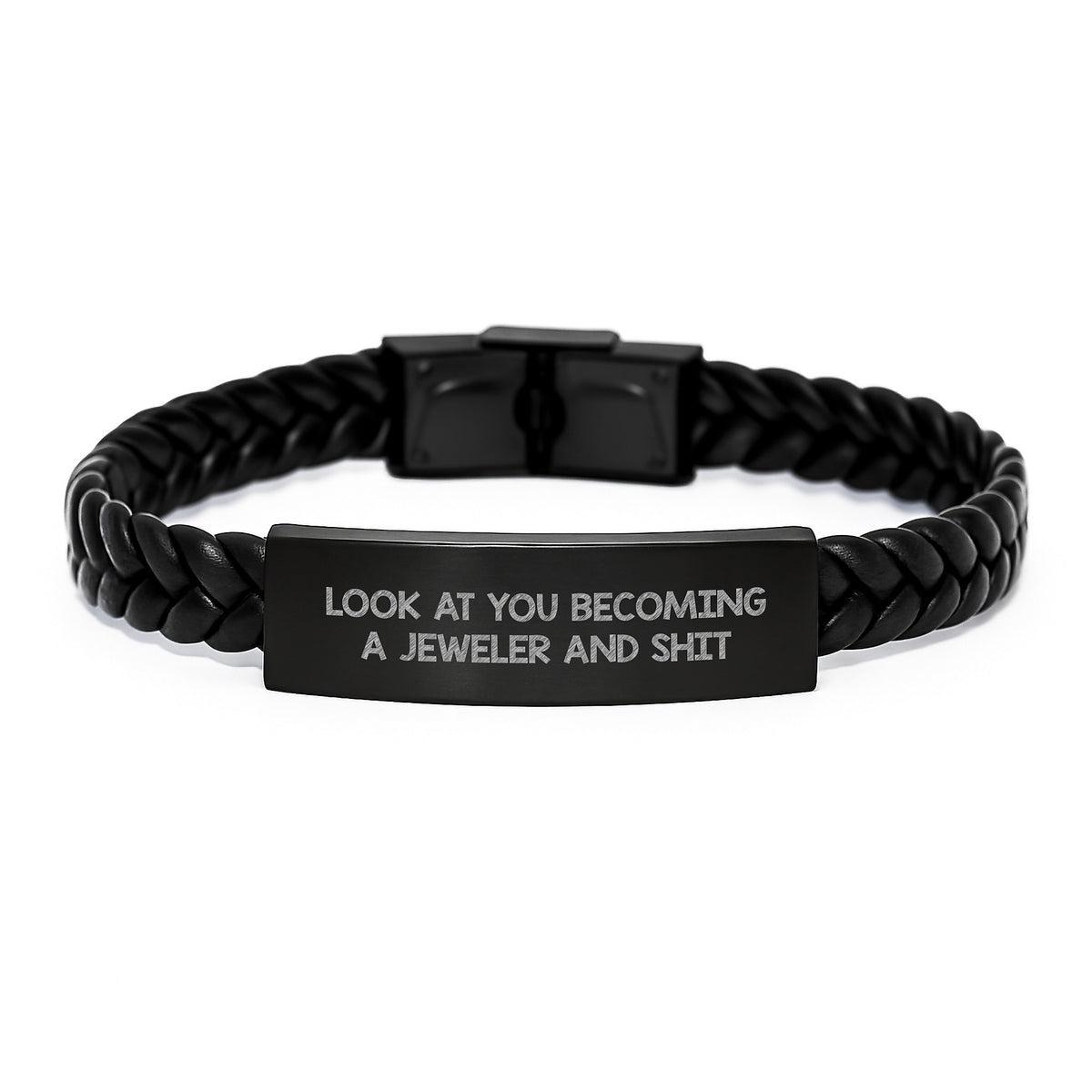 Funny Jeweler Gifts from Friends for Men, Interlaced Leather Interchangeable Cuff, Stainless Steel PU Leather Combo, Graduation Unique Jeweler Gifts - Image 1