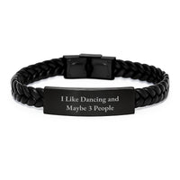 Load image into Gallery viewer, Dancing Enthusiast Gifts, Interlaced Leather Bracelet for Graduation - &#39;I Like Dancing And Maybe 3 People&#39;, Unique Gifts from Friends for Women, Men, Family - Image 1
