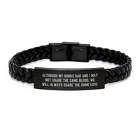 Load image into Gallery viewer, Inspirational Bonus Dad Gifts, Interlaced Leather Bracelet, 'Although My Bonus Dad' Quote, Graduation Unique Gifts from Men to Bonus Dad - Image 1
