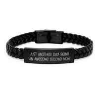 Load image into Gallery viewer, Second Mom Gifts, Funny Quote Interlaced Leather Bracelet, Gifts from Mom to Second Mom, Graduation Unique Gifts - Image 1
