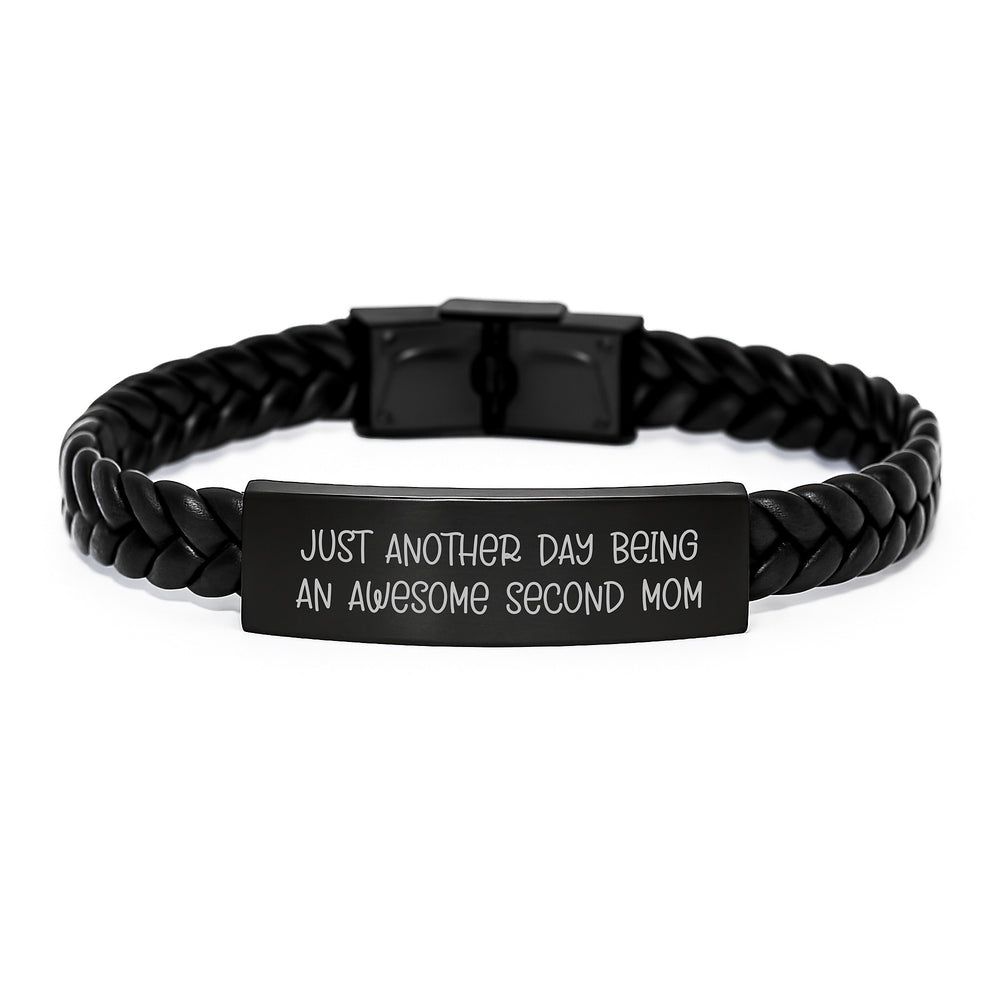 Second Mom Gifts, Funny Quote Interlaced Leather Bracelet, Gifts from Mom to Second Mom, Graduation Unique Gifts - Image 1