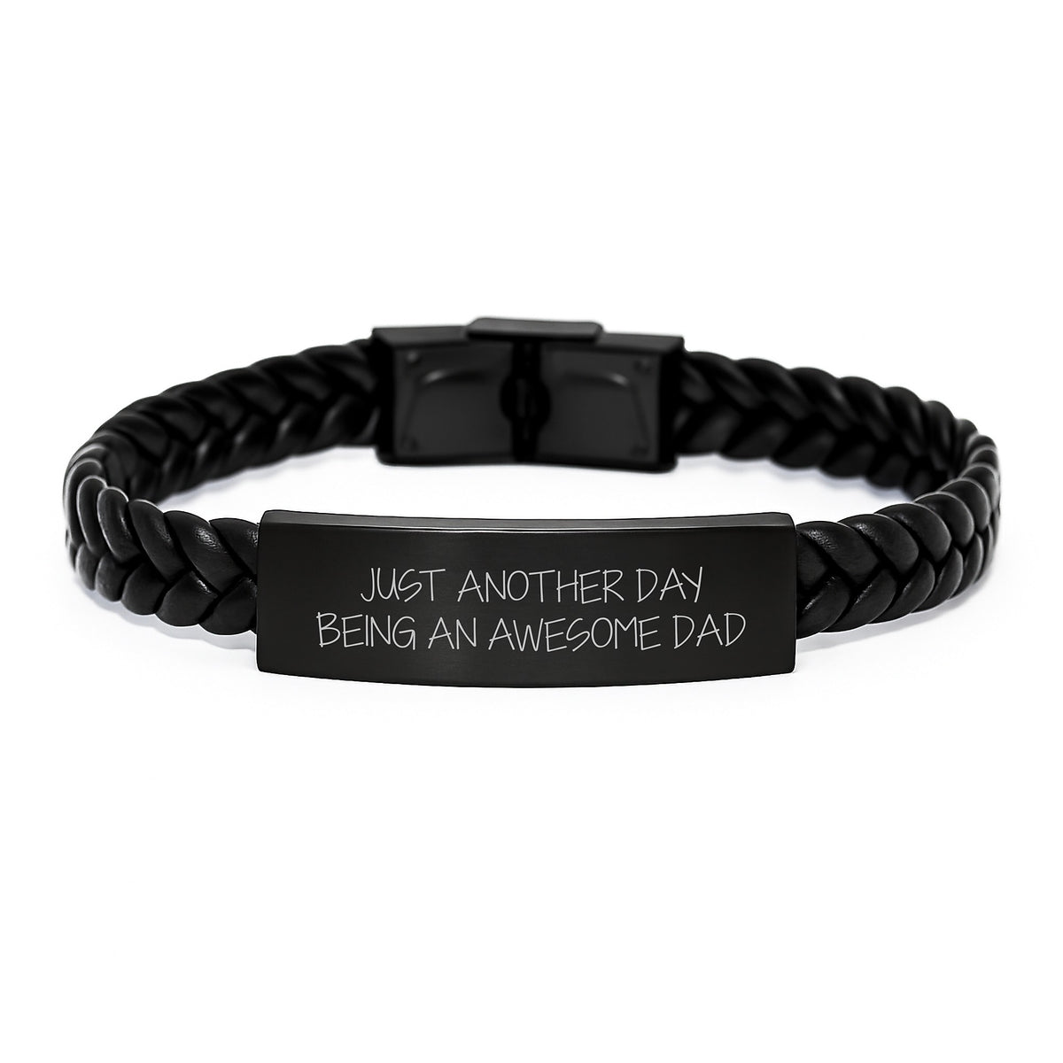 Awesome Dad Gifts from Men - Interlaced Leather Bracelet with Funny Quote, Perfect for Graduation Unique Gifts for Dads - Image 1