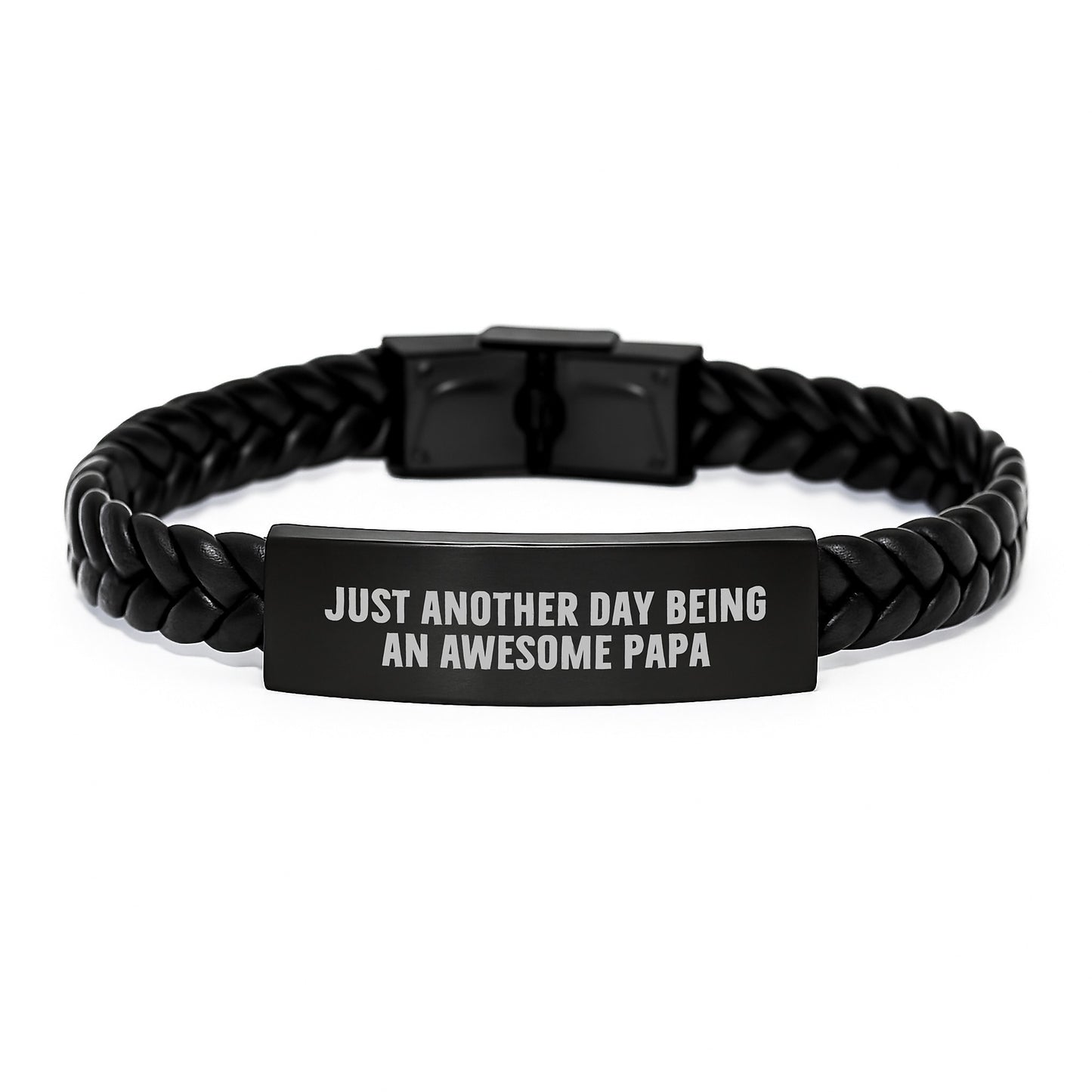 Papa's Awesome Interlaced Leather Bracelet Gifts from Friends for Graduation, Inspirational Quotes, Unique Men's Accessories - Image 1