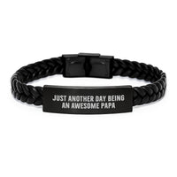 Load image into Gallery viewer, Papa&#39;s Awesome Interlaced Leather Bracelet Gifts from Friends for Graduation, Inspirational Quotes, Unique Men&#39;s Accessories - Image 1
