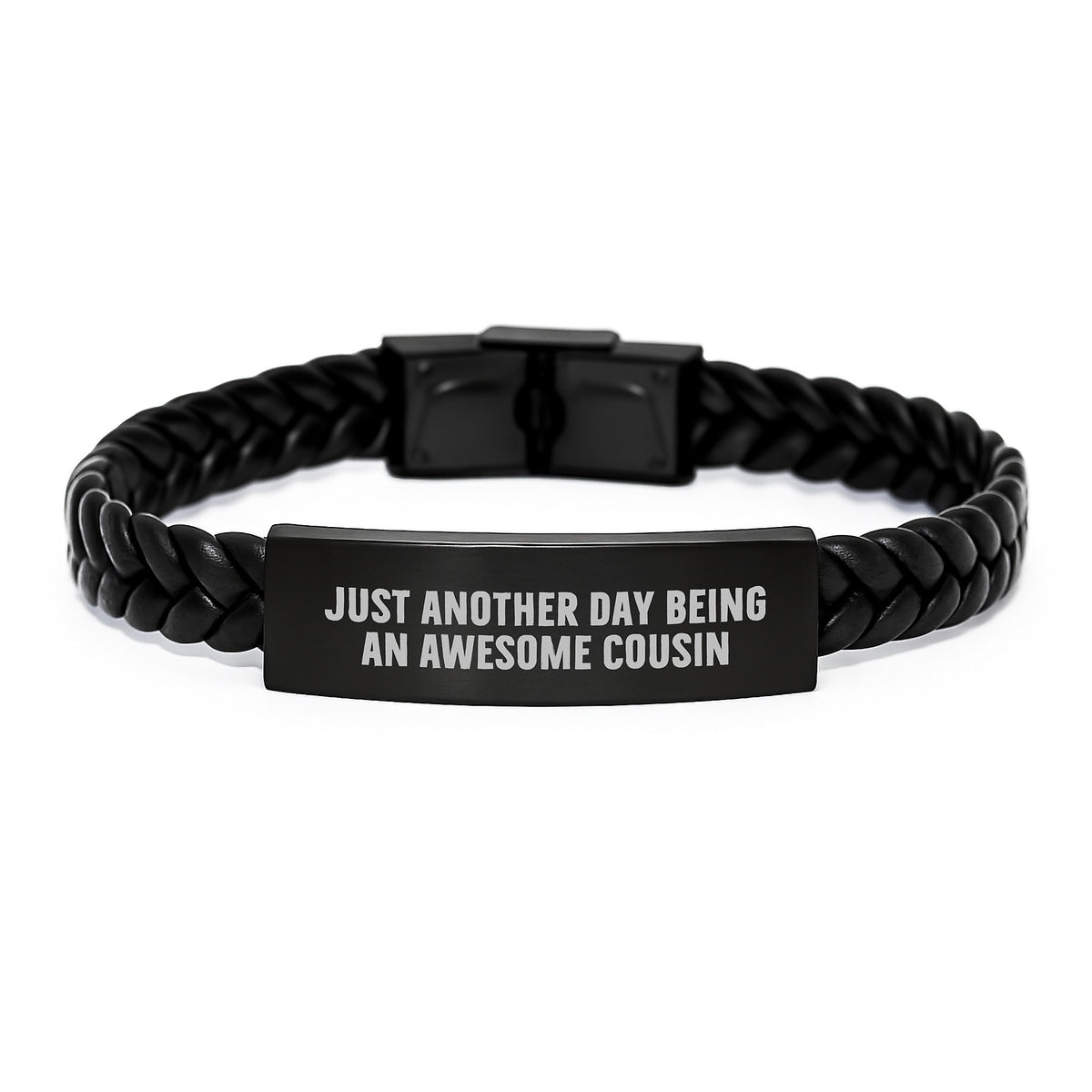 Funny Cousin Gifts, Interlaced Leather Bracelet for Men Women, Graduation Unique Gifts from Family, Just Another Day Being An Awesome Cousin Quote - Image 1