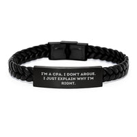 Load image into Gallery viewer, Funny CPA Gifts for Men from Friends - Interlaced Leather Bracelet Graduation Unique Present - Image 1
