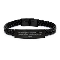Load image into Gallery viewer, Gifts from Friends to Graphic Designer, Funny Quote Interlaced Leather Bracelet, Unique Graduation Presents for Him, Her, Coworkers, or Family, Durable Stainless Steel and PU Leather Combination - Image 1
