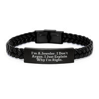 Load image into Gallery viewer, Funny Jeweler Gifts from Men to Jeweler Friends, Interlaced Leather Bracelet for Graduation Unique Gifts - Image 1
