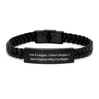 Load image into Gallery viewer, Logger&#39;s Proud Interlaced Leather Bracelet, Gifts from Friends, Inspirational Quote, Graduation Unique Gifts to Logger, Men, Friends, Coworkers, Family - Image 1
