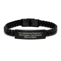 Load image into Gallery viewer, Mechanical Engineer Gifts, Funny Quote Inspired Interlaced Leather Bracelet, Gifts for Mechanical Engineer Men, Stainless Steel Engraved, Graduation Unique Gifts from Friends - Image 1
