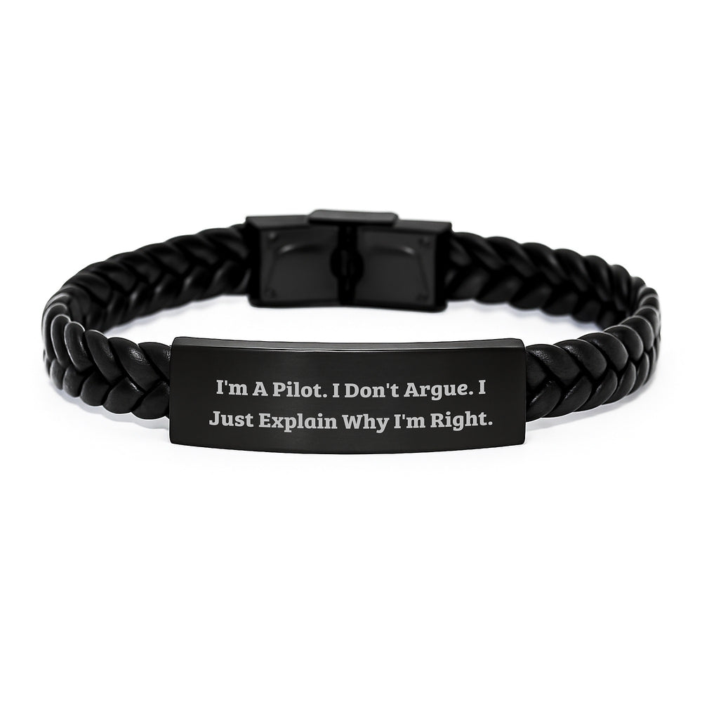 Pilot Gifts from Friends, Funny Interlaced Leather Bracelte with Quote, Graduation Unique Gifts for Pilot, Men, Women - Image 1