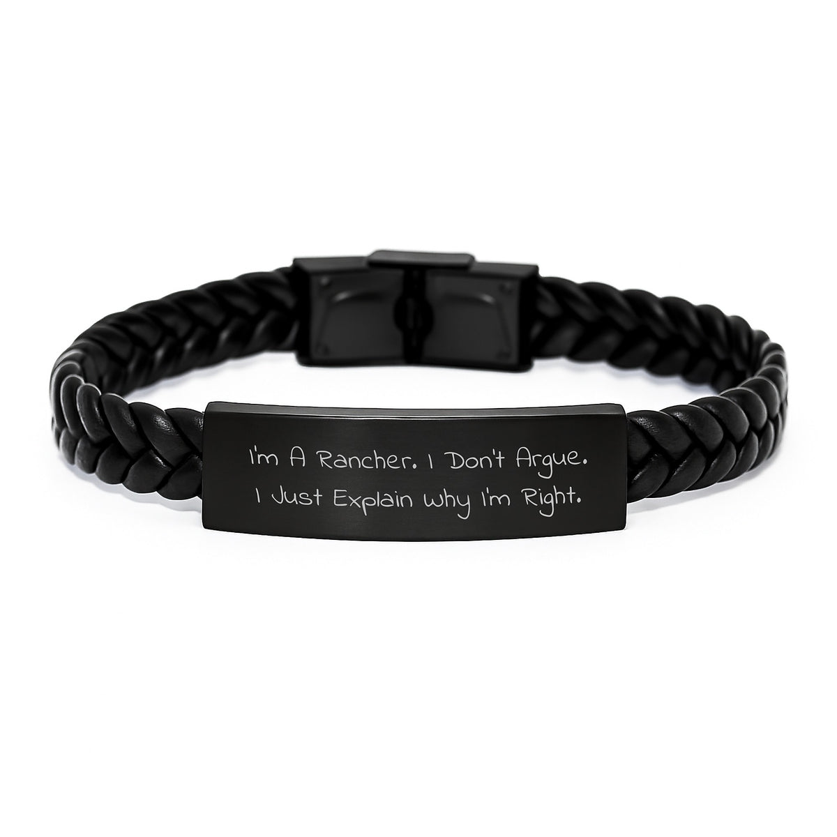 Rancher Gifts from Friends - Inspirational Interlaced Leather Bracelet for Men, Funny Quote 'I'm A Rancher. I Don't Argue. I Just Explain Why I'm Right.' for Graduation - Image 1