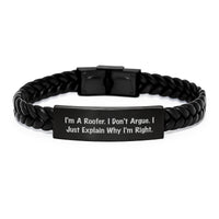 Load image into Gallery viewer, Funny Roofer Gifts from Friends - Interlaced Leather Bracelet for Men Graduation Unique Gifts, I&#39;m A Roofer. I Don&#39;t Argue. I Just Explain Why I&#39;m Right. - Gifts for Roofer - Image 1
