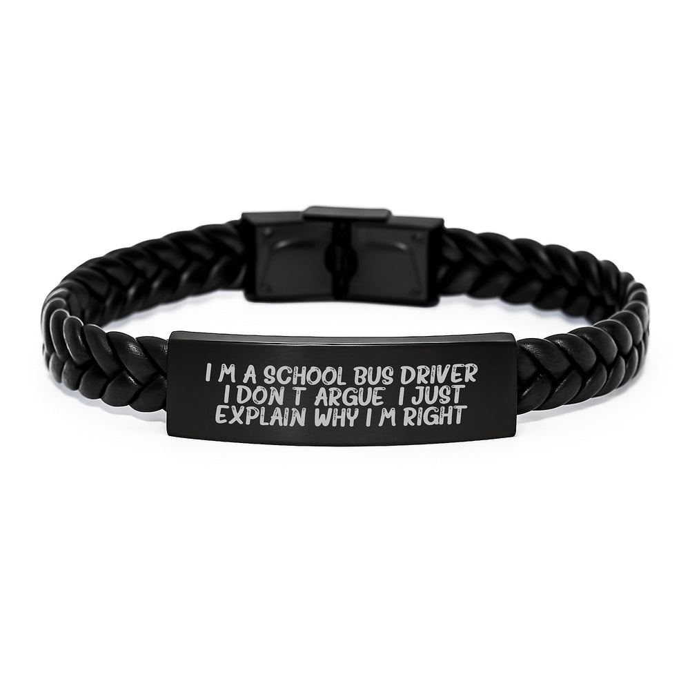 School Bus Driver Humor Gifts for Men - Inspirational Interlaced Leather Bracelet from Friends and Family - Graduation Unique Gifts for School Bus Drivers - Image 1