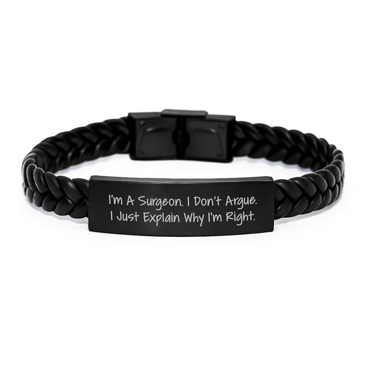 Surgeon Humor Interlaced Leather Bracelet Gifts for Men from Family, Friends, Coworkers, Unique Graduation - Image 1