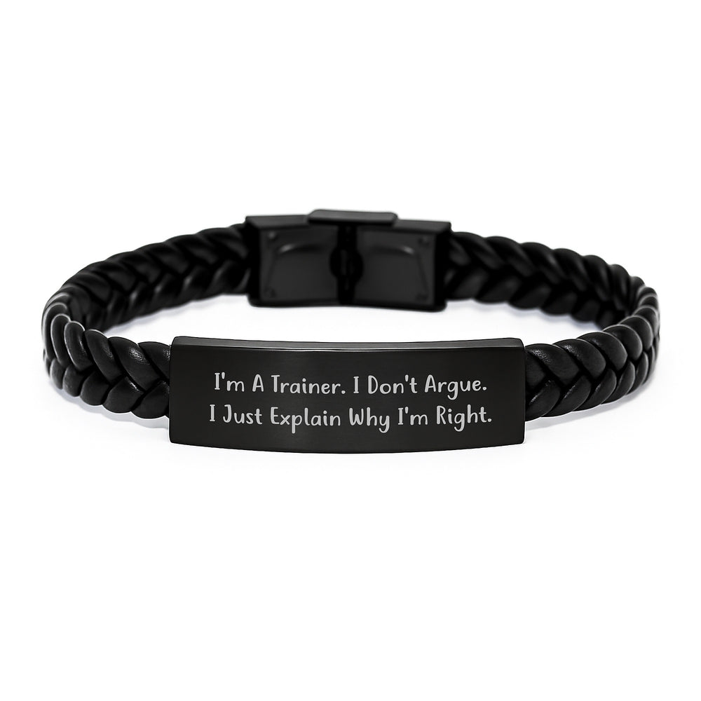Trainer Gifts from Friends, Inspirational Interlaced Leather Bracelet for Trainer, Funny Quote for Graduation Unique Gifts - Image 1