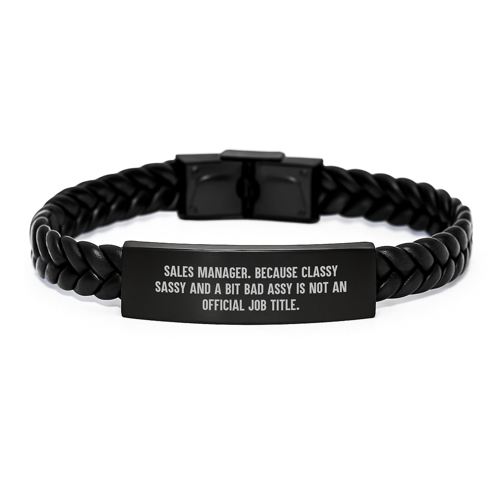 Funny Sales Manager Gifts, Interlaced Leather Bracelet, Quote Inspired Graduation Unique Gifts from Friends, Gifts for Sales Manager Men - Image 1