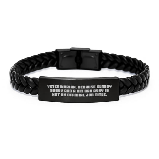 Veterinarian Gifts from Coworkers, Funny Quote Interlaced Leather Bracelet for Veterinarian Graduation, Unique Gifts for Women - Image 1