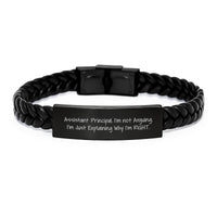 Load image into Gallery viewer, Assistant Principal Gifts from Friends, Funny Interlaced Leather Bracelte for Men, Inspirational Quote, Graduation Unique Gifts for Him - Image 1
