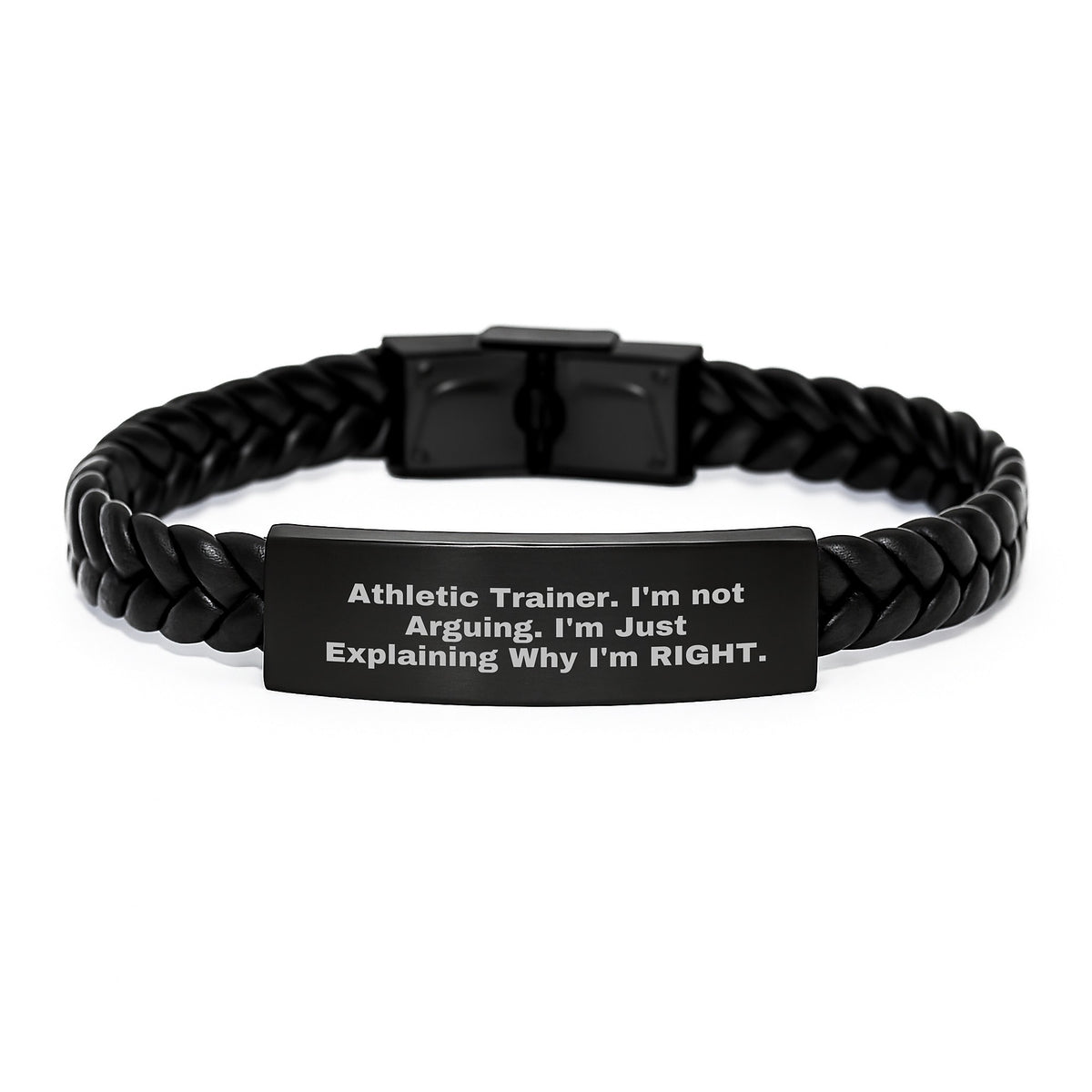 Funny Athletic Trainer Gifts for Men, Interlaced Leather Bracelet from Friends, Inspirational Quote 'I'm Not Arguing. I'm Just Explaining Why I'm Right.' for Graduation - Image 1